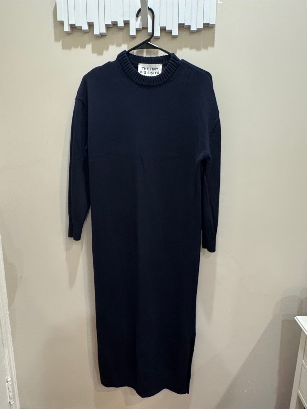The Tiny Big Sister Navy Blue Midi Sweater Dress